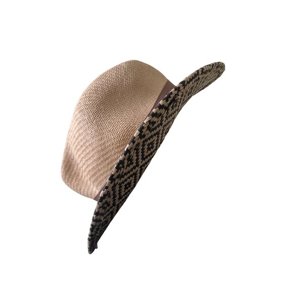 💖Cremeux Collection Beige & Black Wide-Brim Fedora Hat - Picture 3 of 5